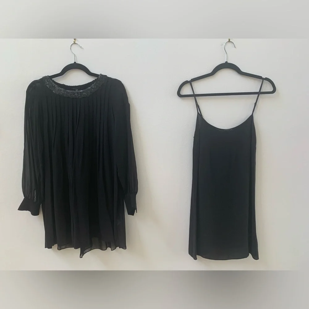 SZ 2 Theory Black Mini Long Sheer Sleeve Dress - Picture 2 of 7
